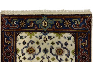 Cream Floral 2'6X12'2 Indo-Mahal Oriental Runner Rug