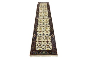 Cream Floral 2'6X12'2 Indo-Mahal Oriental Runner Rug