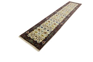 Cream Floral 2'6X12'2 Indo-Mahal Oriental Runner Rug