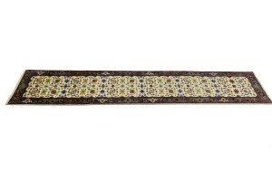Cream Floral 2'6X12'2 Indo-Mahal Oriental Runner Rug