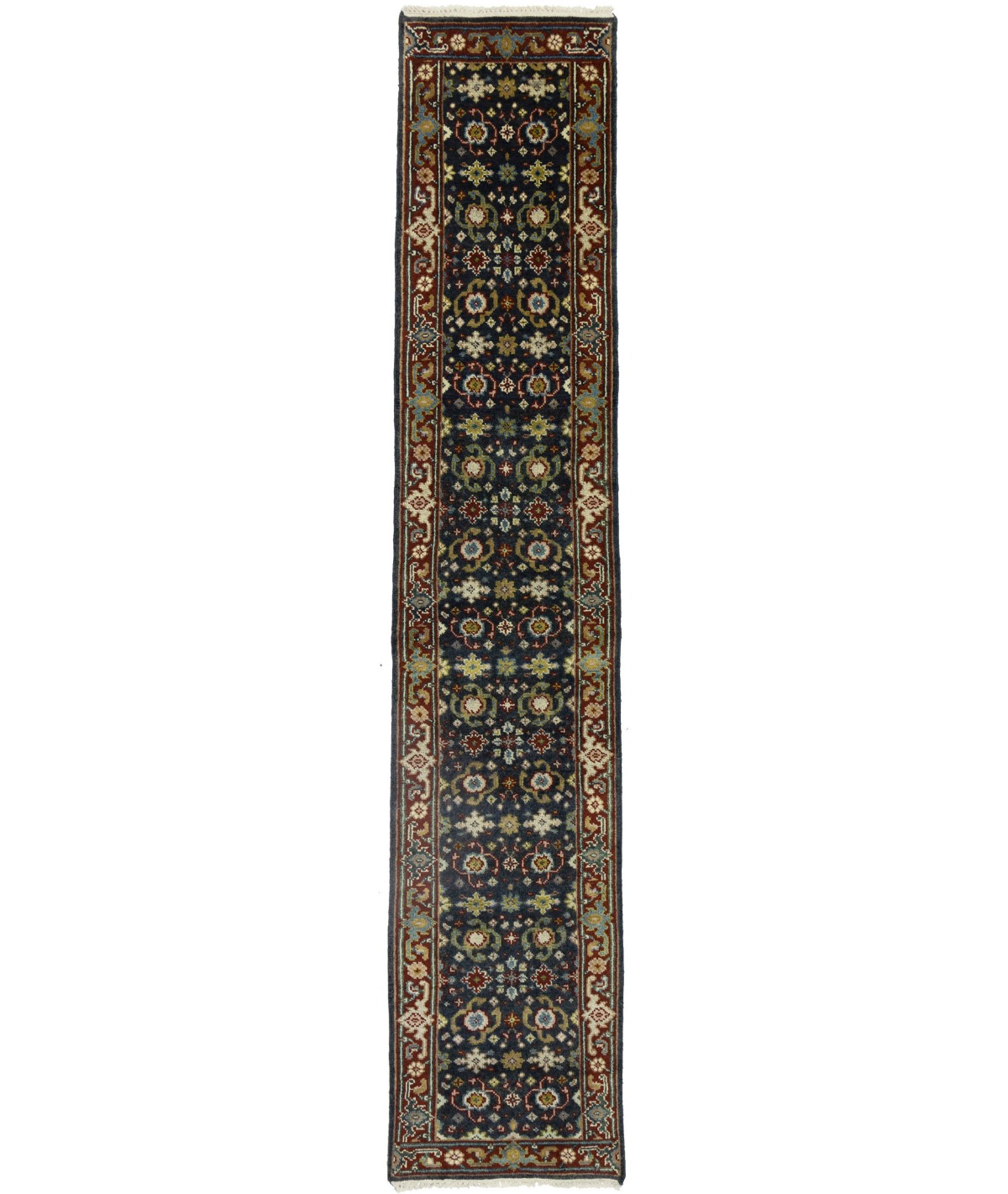 Charcoal Floral 2'5X12'2 Indo-Mahal Oriental Runner Rug