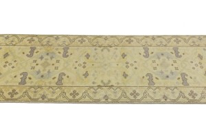 Cream Floral 2'8X13'7 Oushak Chobi Oriental Runner Rug