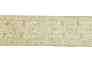Cream Floral 2'5X13'9 Oushak Chobi Oriental Runner Rug