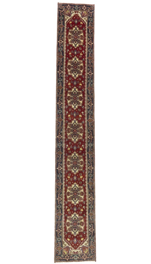 Rusty Red Geometric 2'5X16'0 Heriz Serapi Oriental Runner Rug