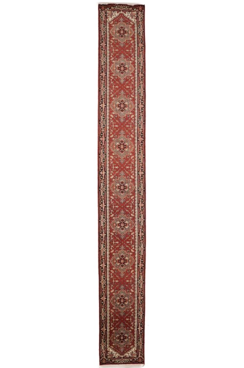 Rusty Red Geometric 3X20 Heriz Serapi Oriental Runner Rug