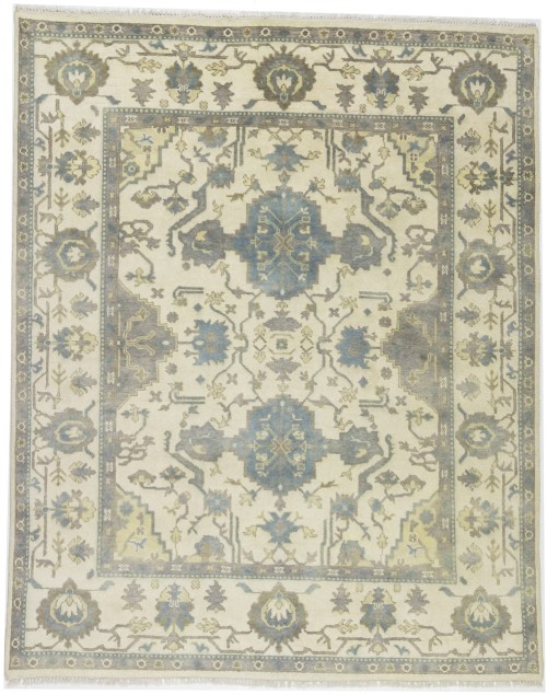 Cream Floral 8X10 Oushak Chobi Oriental Rug