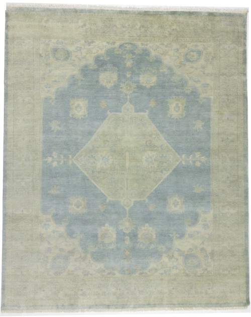 Blue Floral 8X10 Oushak Chobi Oriental Rug