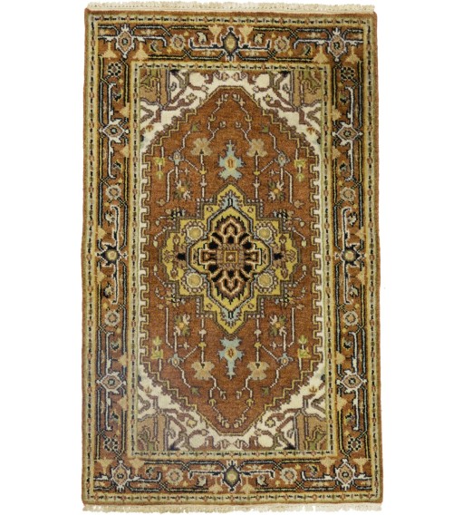 Rusty Brown Geometric 3X5 Heriz Serapi Oriental Rug