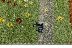 Green Tribal 1'5X4 Indo-Gabbeh Oriental Rug