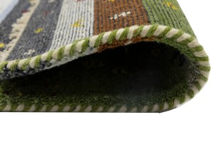 Green Tribal 1'5X4 Indo-Gabbeh Oriental Rug