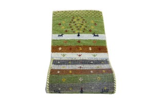 Green Tribal 1'5X4 Indo-Gabbeh Oriental Rug