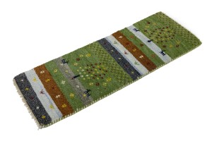 Green Tribal 1'5X4 Indo-Gabbeh Oriental Rug