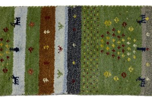 Green Tribal 1'5X4 Indo-Gabbeh Oriental Rug