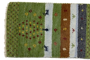 Green Tribal 1'5X4 Indo-Gabbeh Oriental Rug