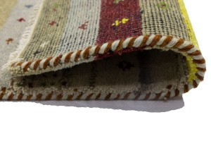 Multicolored Stripes Tribal 1'4X4 Indo-Gabbeh Oriental Rug