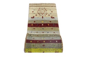 Multicolored Stripes Tribal 1'4X4 Indo-Gabbeh Oriental Rug