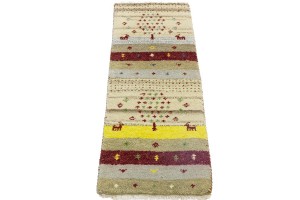 Multicolored Stripes Tribal 1'4X4 Indo-Gabbeh Oriental Rug