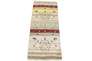 Multicolored Stripes Tribal 1'4X4 Indo-Gabbeh Oriental Rug