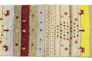 Multicolored Stripes Tribal 1'4X4 Indo-Gabbeh Oriental Rug