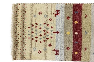 Multicolored Stripes Tribal 1'4X4 Indo-Gabbeh Oriental Rug