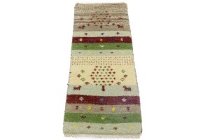 Multicolored Stripes Tribal 1'4X4 Indo-Gabbeh Oriental Rug