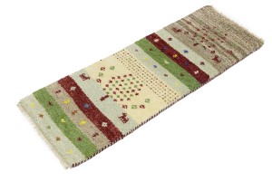 Multicolored Stripes Tribal 1'4X4 Indo-Gabbeh Oriental Rug