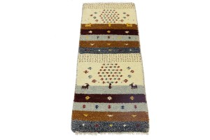 Multicolored Stripes Tribal 1'4X4 Indo-Gabbeh Oriental Rug