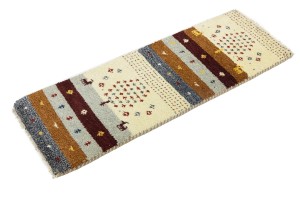 Multicolored Stripes Tribal 1'4X4 Indo-Gabbeh Oriental Rug