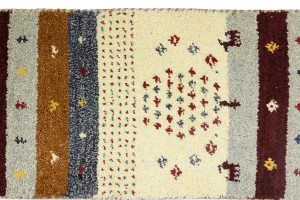 Multicolored Stripes Tribal 1'4X4 Indo-Gabbeh Oriental Rug