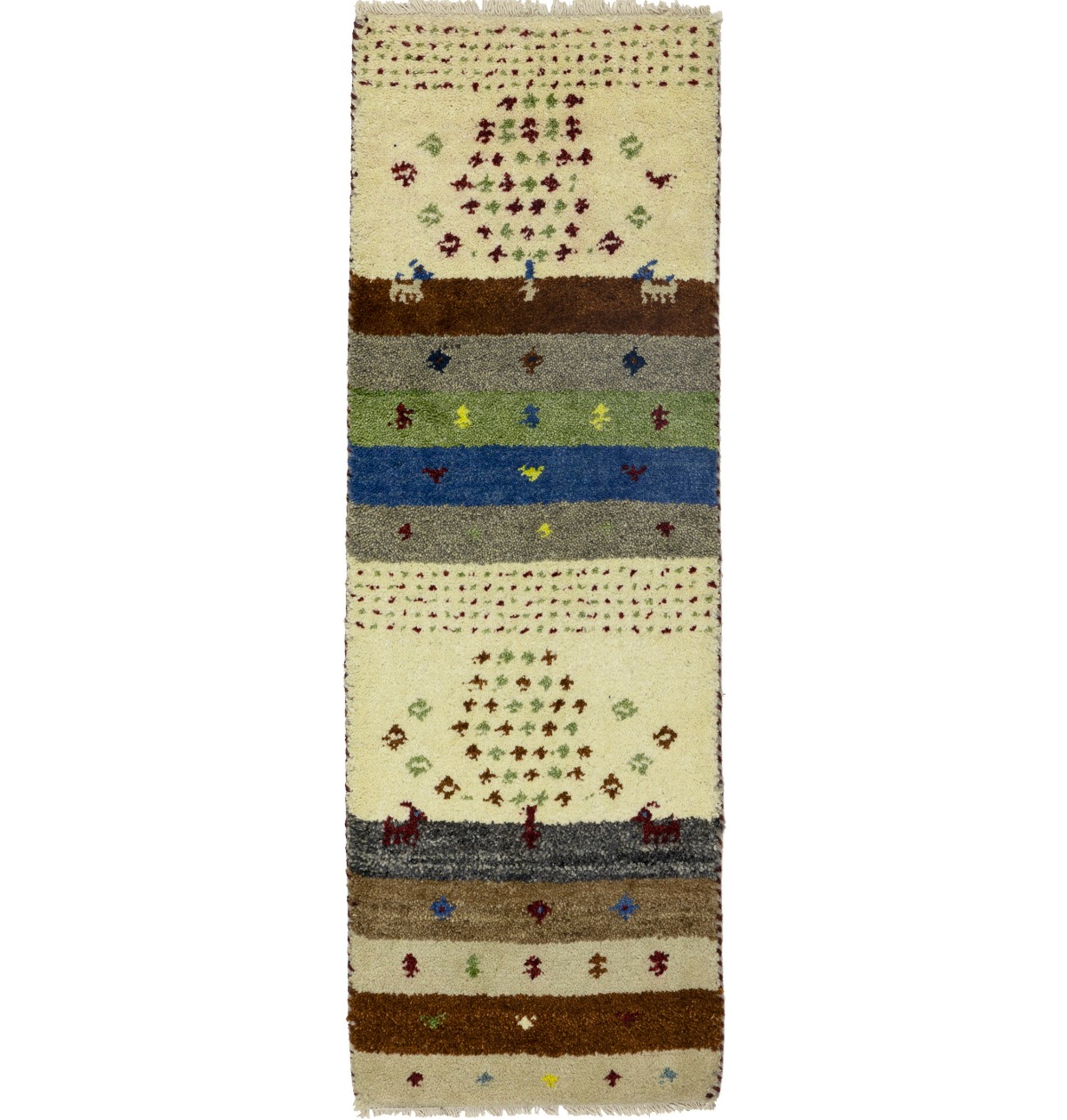 Multicolored Stripes Tribal 1'4X4 Indo-Gabbeh Oriental Rug