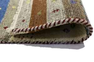 Multicolored Stripes Tribal 1'4X4 Indo-Gabbeh Oriental Rug