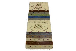 Multicolored Stripes Tribal 1'4X4 Indo-Gabbeh Oriental Rug