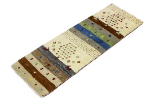 Multicolored Stripes Tribal 1'4X4 Indo-Gabbeh Oriental Rug
