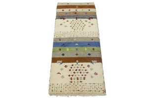 Multicolored Stripes Tribal 1'4X4 Indo-Gabbeh Oriental Rug