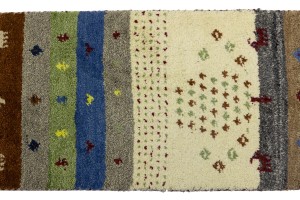 Multicolored Stripes Tribal 1'4X4 Indo-Gabbeh Oriental Rug