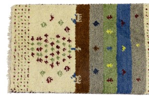 Multicolored Stripes Tribal 1'4X4 Indo-Gabbeh Oriental Rug