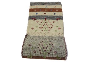 Multicolored Stripes Tribal 1'4X4 Indo-Gabbeh Oriental Rug