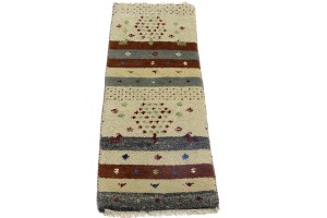 Multicolored Stripes Tribal 1'4X4 Indo-Gabbeh Oriental Rug