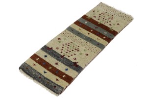 Multicolored Stripes Tribal 1'4X4 Indo-Gabbeh Oriental Rug