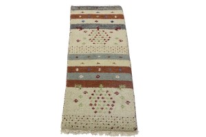 Multicolored Stripes Tribal 1'4X4 Indo-Gabbeh Oriental Rug