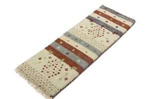 Multicolored Stripes Tribal 1'4X4 Indo-Gabbeh Oriental Rug