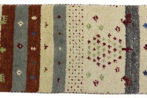 Multicolored Stripes Tribal 1'4X4 Indo-Gabbeh Oriental Rug