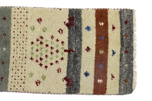 Multicolored Stripes Tribal 1'4X4 Indo-Gabbeh Oriental Rug