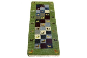 Green Tribal 1'4X4 Indo-Gabbeh Oriental Rug