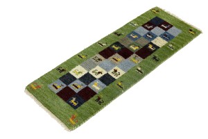 Green Tribal 1'4X4 Indo-Gabbeh Oriental Rug