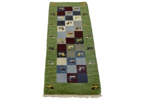 Green Tribal 1'4X4 Indo-Gabbeh Oriental Rug