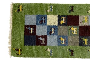 Green Tribal 1'4X4 Indo-Gabbeh Oriental Rug