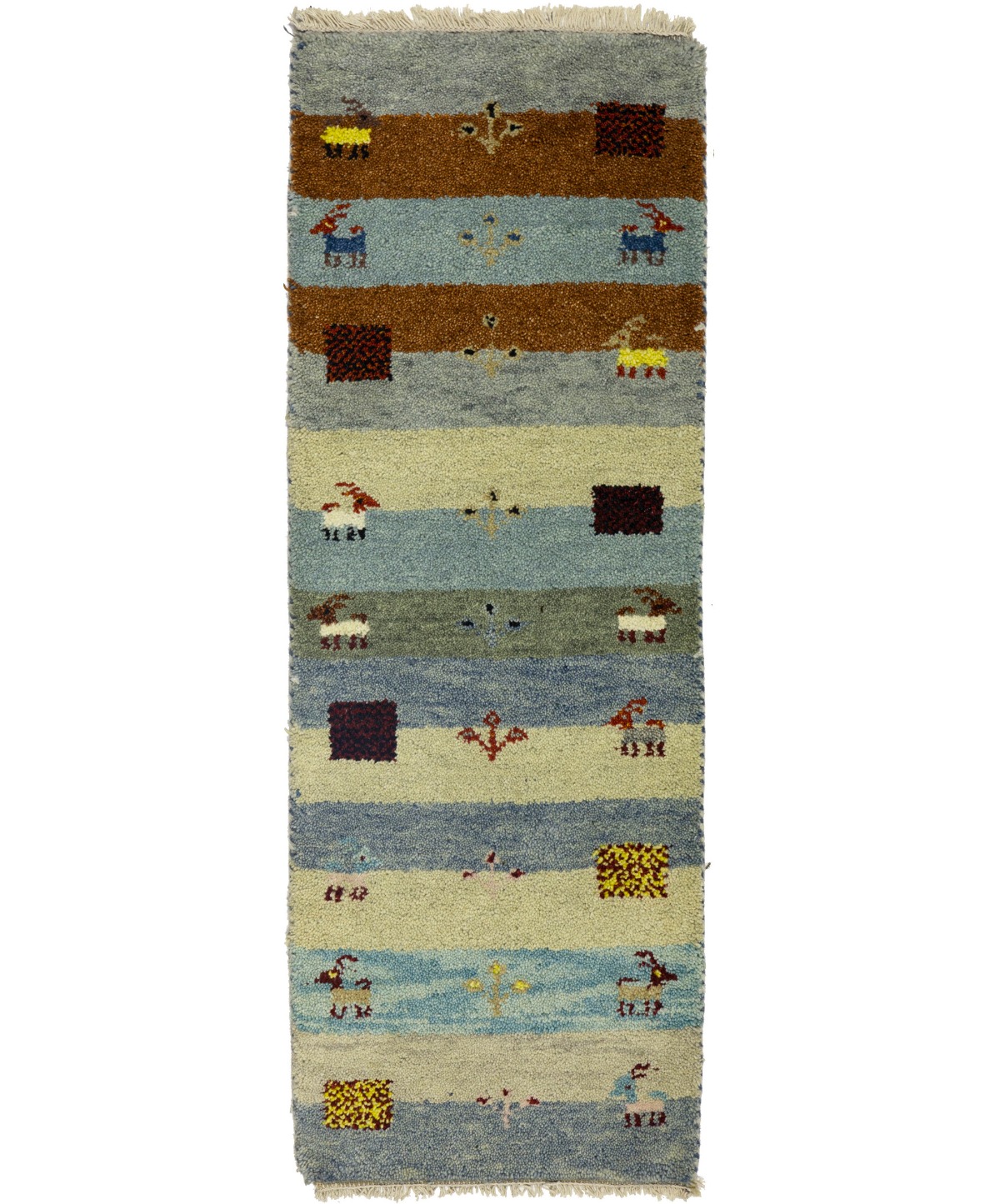 Multicolored Stripes Tribal 1'5X4 Indo-Gabbeh Oriental Rug