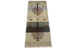 Multicolored Stripes Tribal 1'4X4 Indo-Gabbeh Oriental Rug