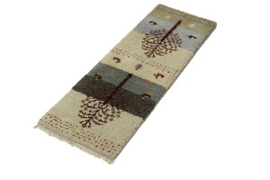 Multicolored Stripes Tribal 1'4X4 Indo-Gabbeh Oriental Rug